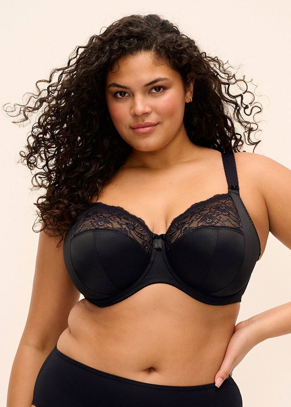 Elomi Women's 36DDD Black Morgan Stretch Lace Bow Banded Underwire Bra C12-2